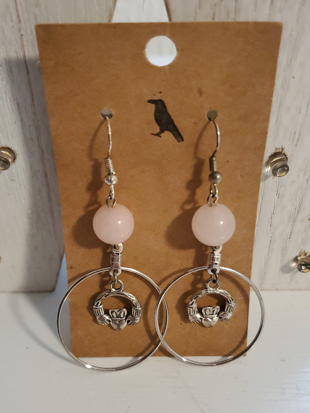 Handmade Earrings with Pink Bead - Women Jewelry